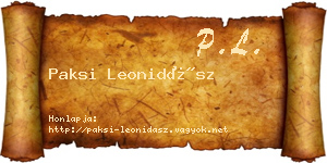 Paksi Leonidász névjegykártya